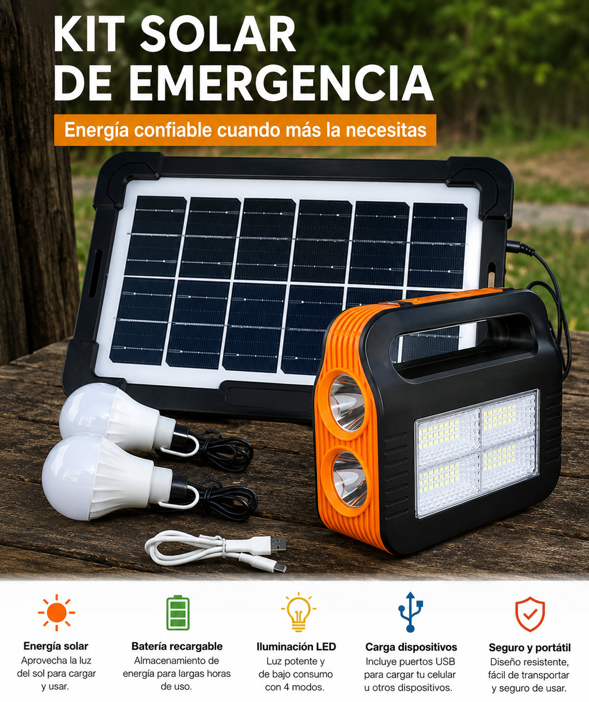 S - Kit solar Emergencia / 2 Ampolleta