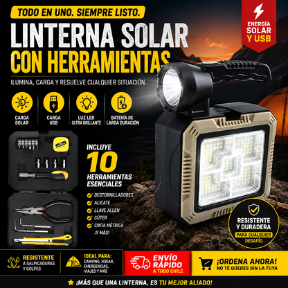 Linterna Carga Solar Kit Herramientas
